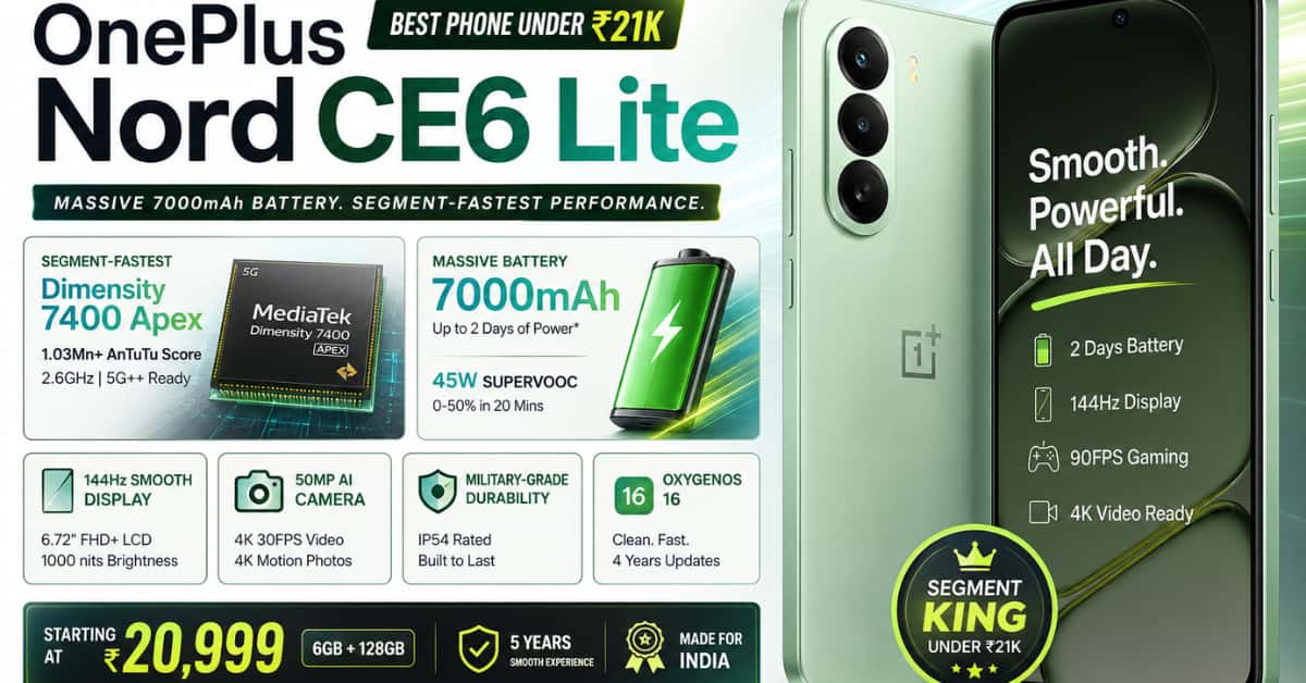 OnePlus Nord CE6 Lite Under 21K Price